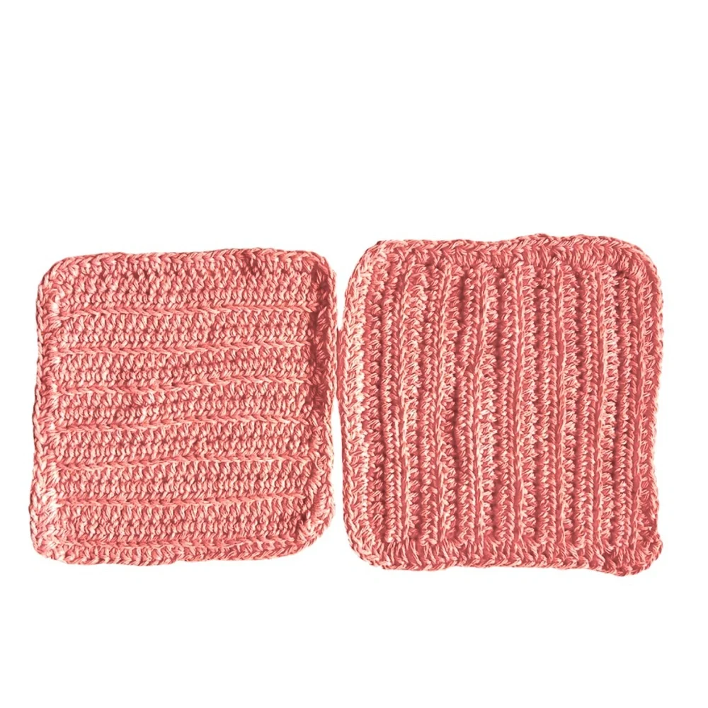 HAND CRAFTED Crochet Colorful Coral 100% Cotton All Purpose Dish or Wash Cloths